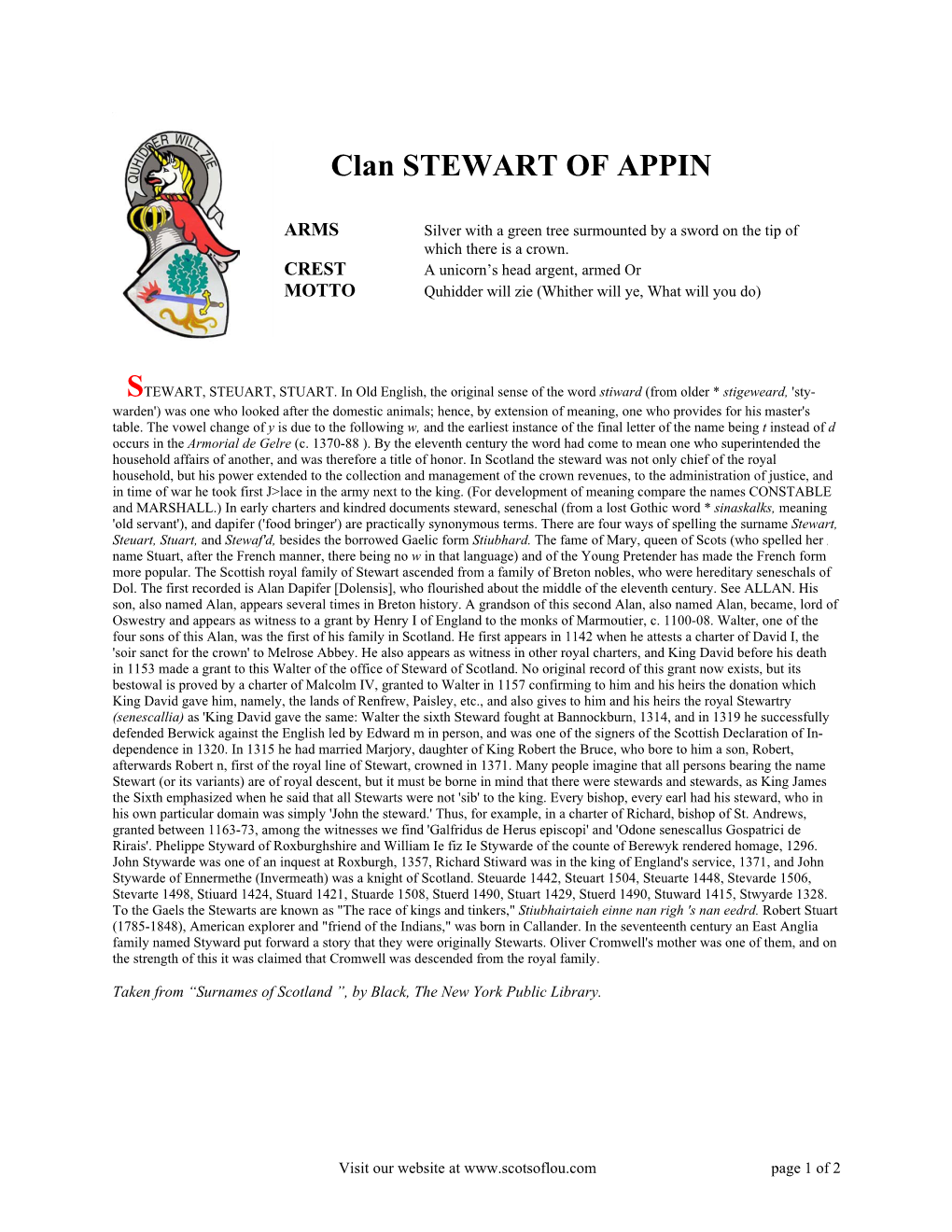 Clan STEWART of APPIN