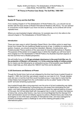 IR Theory in Practice Case Study: the Gulf War, 1990-1991