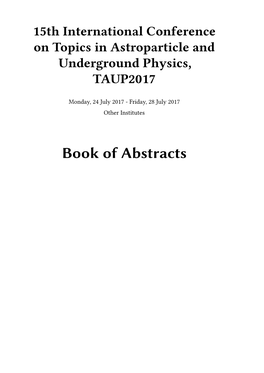 Book of Abstracts Ii Contents