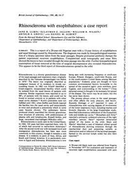 Rhinoscleroma with Exophthalmos: a Case Report
