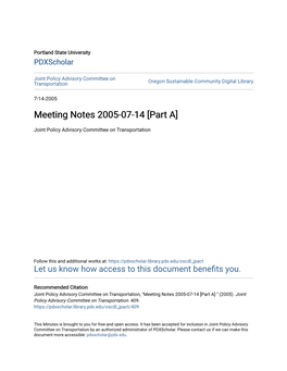 Meeting Notes 2005-07-14 [Part A]