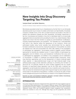 New Insights Into Drug Discovery Targeting Tau Protein