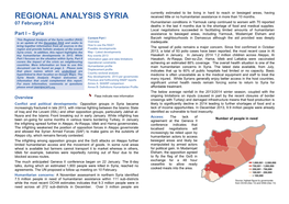 REGIONAL ANALYSIS SYRIA Received Little Or No Humanitarian Assistance in More Than 10 Months