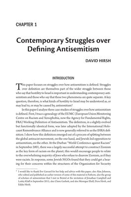 Contemporary Struggles Over Defining Antisemitism DAVID HIRSH