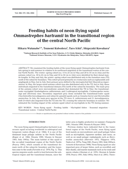 Feeding Habits of Neon Flying Squid Ommastrephes Bartramii in the Transitional Region of the Central North Pacific