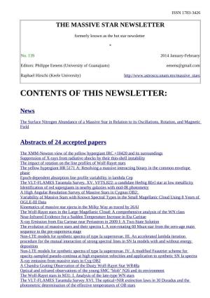 Newsletter 139 of Working Group on Massive Star