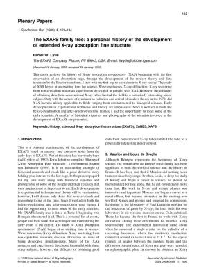 The EXAFS Family Tree: a Personal History of the Development of Extended X-Ray Absorption ®Ne Structure