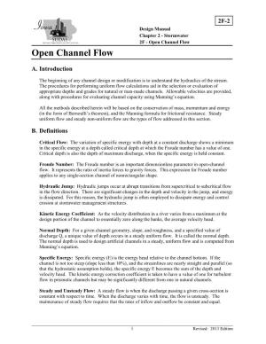 Section 2F-2 - Open Channel Flow