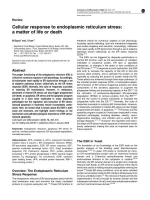Cellular Response to Endoplasmic Reticulum Stress: a Matter of Life Or Death