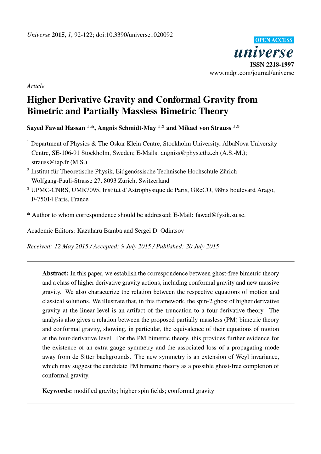 Higher Derivative Gravity and Conformal Gravity from Bimetric and Partially Massless Bimetric Theory