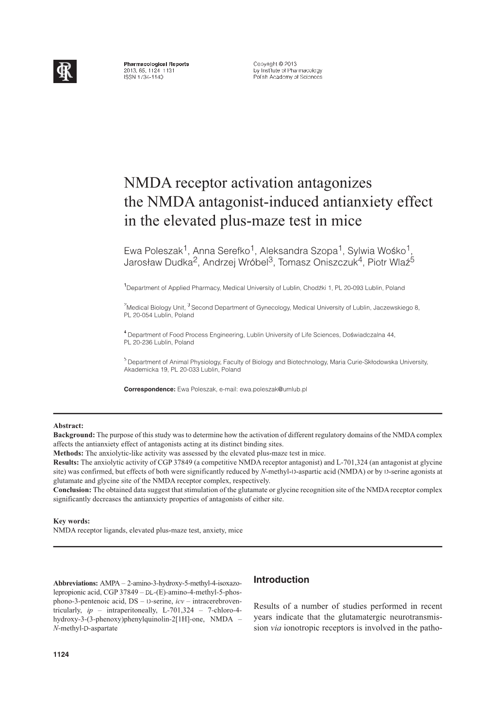 NMDA Receptor Activation Antagonizes the NMDA Antagonist-Induced