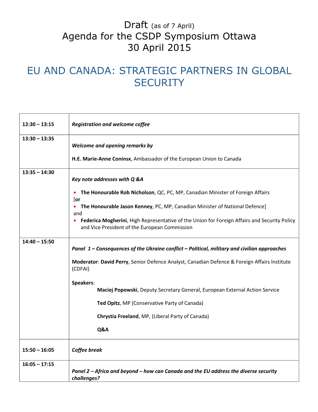 Eu and Canada: Strategic Partners in Global Security