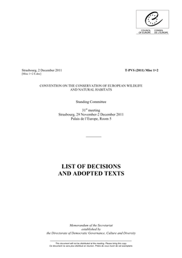 List of Decisions and Adopted Texts