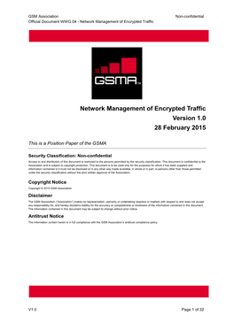 Network Management of Encrypted Traffic Version 1.0 28 February 2015