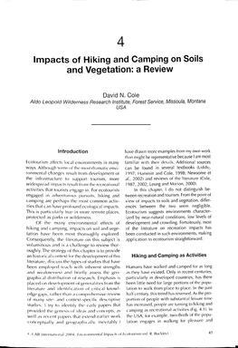 Impacts of Hiking and Camping on Soils and Vegetation: a Review