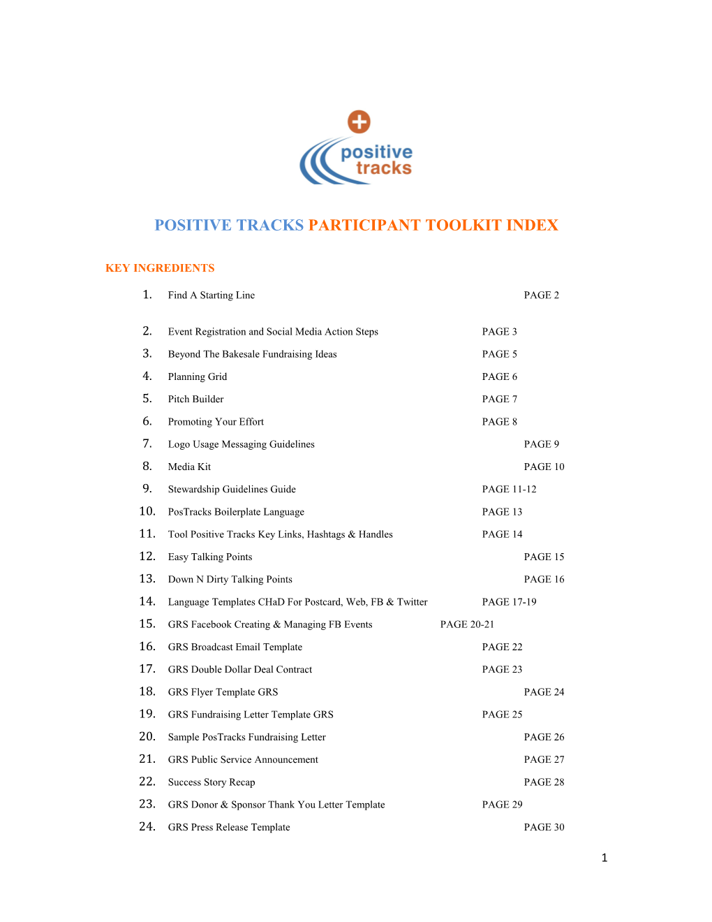 Positive Tracks Participant Toolkit Index