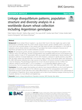 Linkage Disequilibrium Patterns, Population Structure and Diversity