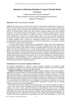 Research on Business Evolution in Luoyi in Pre-Qin Period Qi Dandan