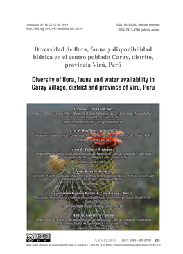 Diversidad De Flora, Fauna Y Disponibilidad Hídrica En El Centro Poblado Caray, Distrito, Provincia Virú, Perú