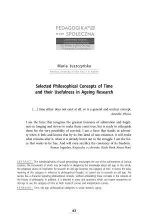 Selected Philosophical Concepts of Time and Their Usefulness in Ageing Research