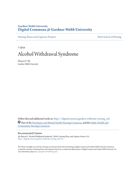 Alcohol Withdrawal Syndrome Sharon F