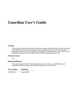 Guardian User's Guide
