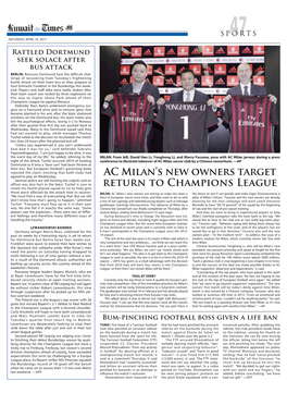 AC Milan's New Owners Target Return to Champions LEAGUE