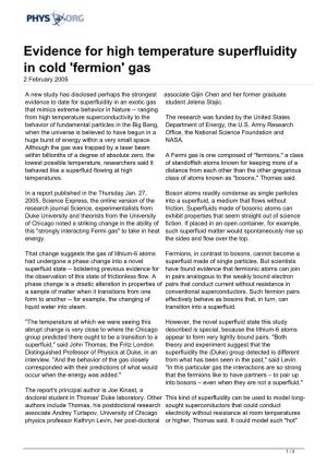 'Fermion' Gas 2 February 2005