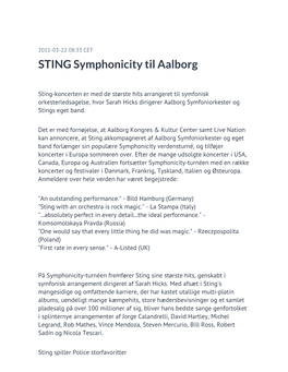 STING Symphonicity Til Aalborg