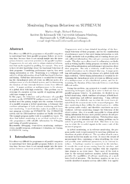 Monitoring Program Behaviour on SUPRENUM Abstract 1 Introduction