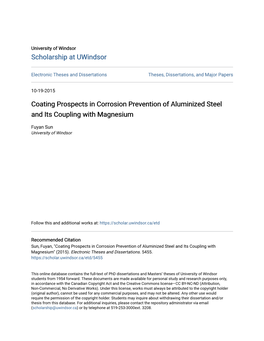 Coating Prospects in Corrosion Prevention of Aluminized Steel and Its Coupling with Magnesium