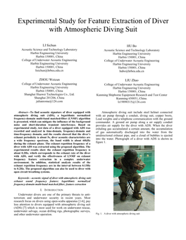 Experimental Study for Feature Extraction of Diver with Atmospheric Diving Suit