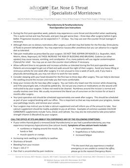 Thyroidectomy & Parathyroidectomy Post-Operative Care Instructions