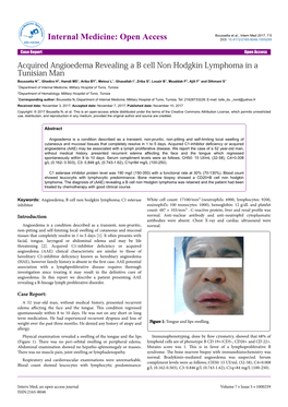 Acquired Angioedema Revealing a B Cell Non Hodgkin Lymphoma in A