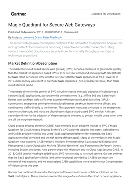 Magic Quadrant for Secure Web Gateways