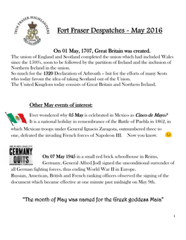 Fort Fraser Despatches - May 2016