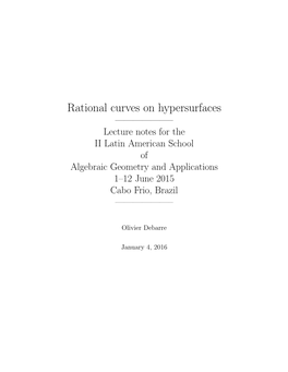 Rational Curves on Hypersurfaces