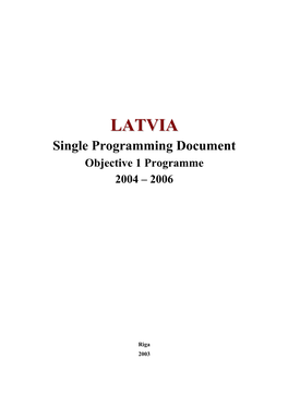 Latvia Objective 1 Programme 2004-2006