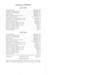 College Calendar 1957-1958 1958-1959