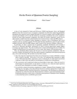 On the Power of Quantum Fourier Sampling