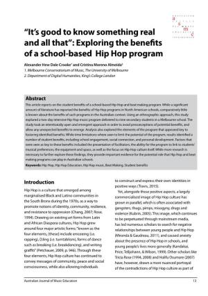 “It's Good to Know Something Real and All That”: Exploring the Benefits of a School-Based Hip Hop Program