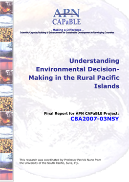 Understanding Environmental Decision- Making in the Rural Pacific Islands