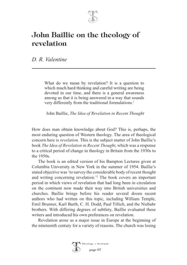 John Baillie on the Theology of Revelation