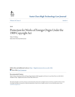 Protection for Works of Foreign Origin Under the 1909 Copyright Act Tyler T