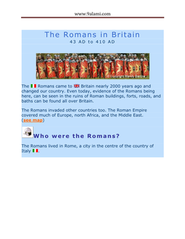 The Romans in Britain 43 AD to 410 AD