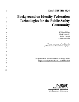 Background on Identity Federation Technologies for the Public Safety Community