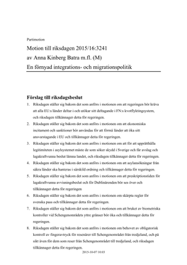 201516M027 En Förnyad Integrations Och Migrationspolitik