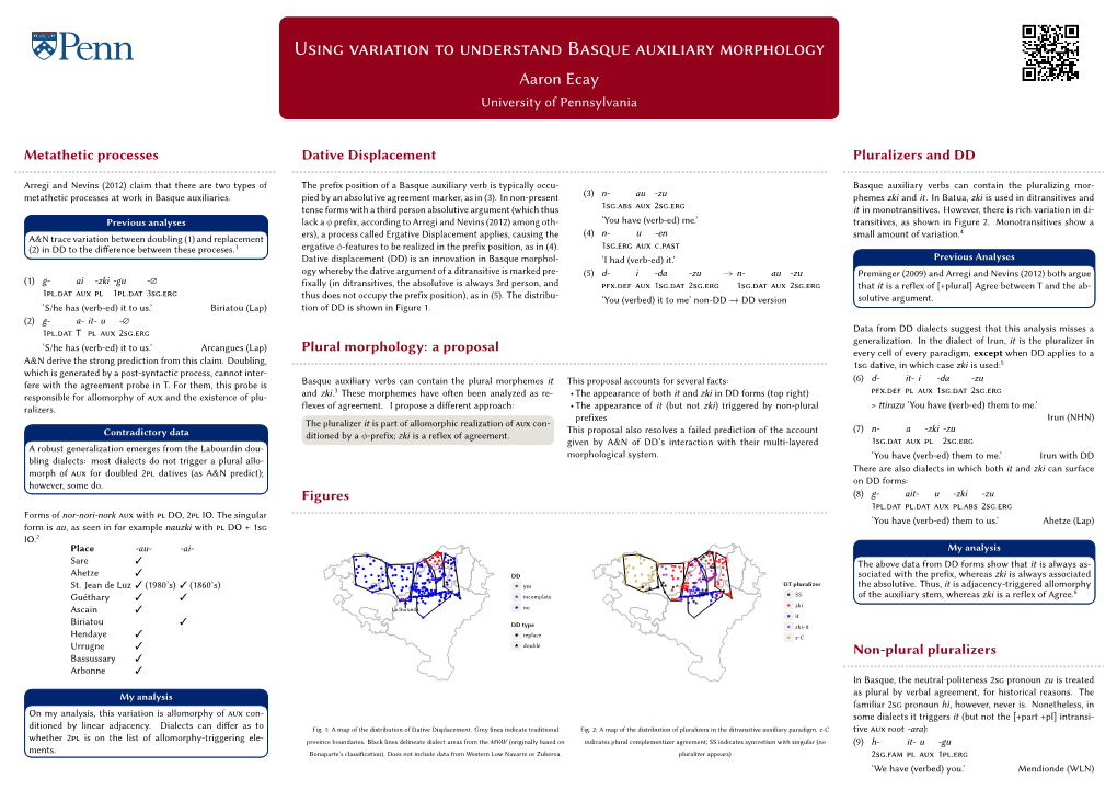 Using Variation to Understand Basque Auxiliary Morphology Using