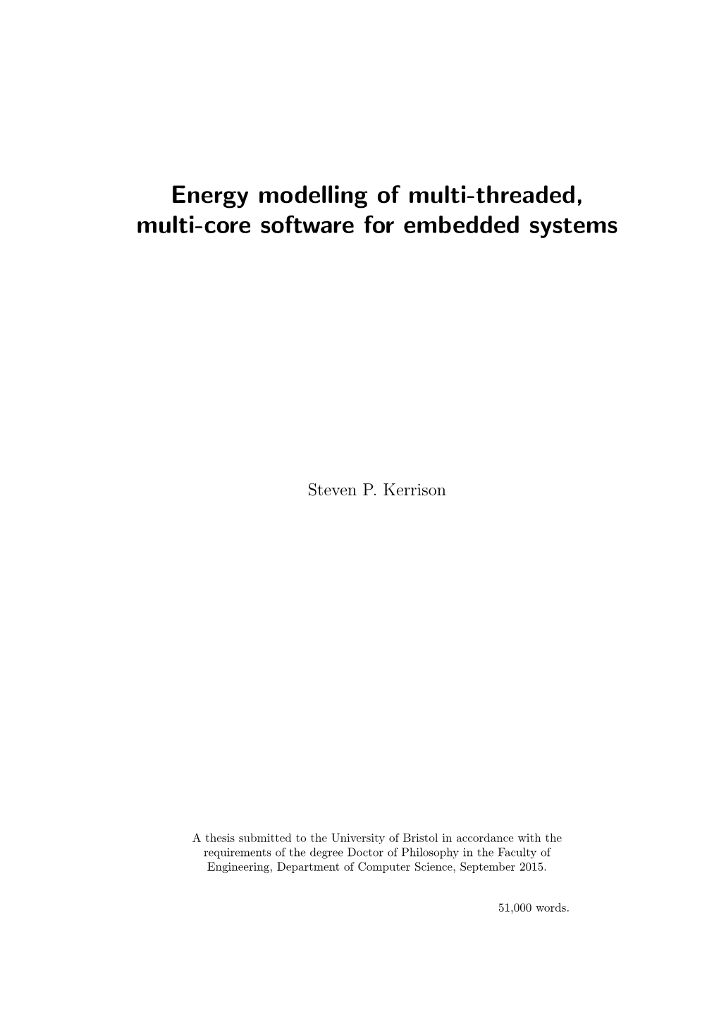 Energy Modelling of Multi-Threaded, Multi-Core Software for Embedded Systems