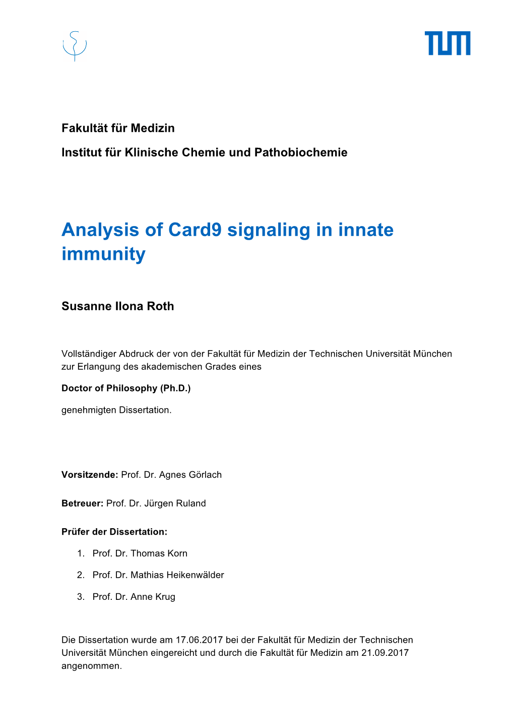 Analysis of Card9 Signaling in Innate Immunity